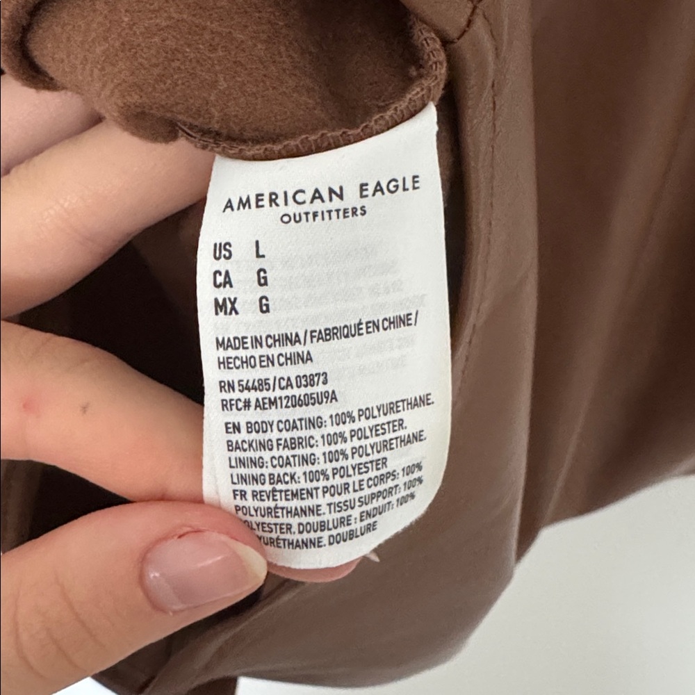 American Eagle Pleather Brown Button-Up Shirt/Sha… - image 8